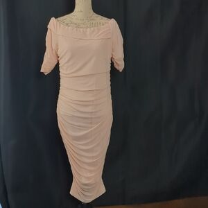 Elegant Pink Or Black One Each Ruched Dress